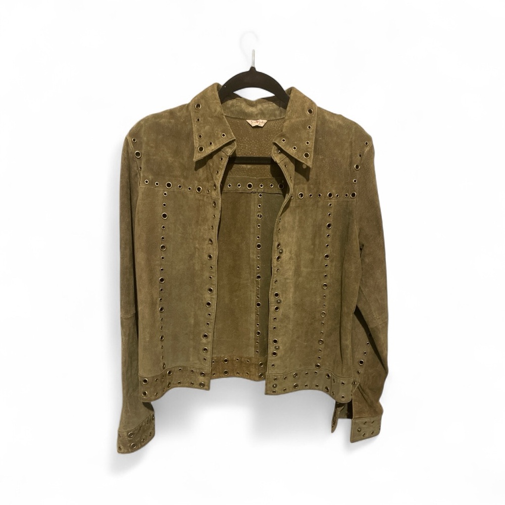 Tres Jolie vintage Olive Green suede leather Jackets - Picture 2 of 6